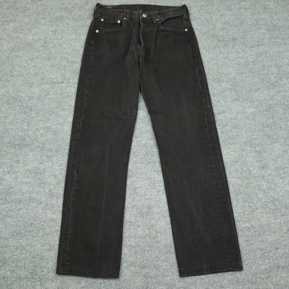 Vintage Levi's 501 Jeans Mens 30x32 Black Made in USA Straight Leg Button Fly